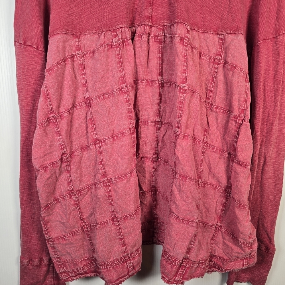 Pilcro Boho Henley Top Skater Streetwear Stretchy Distressed Faded Red Size L - Picture 11 of 14